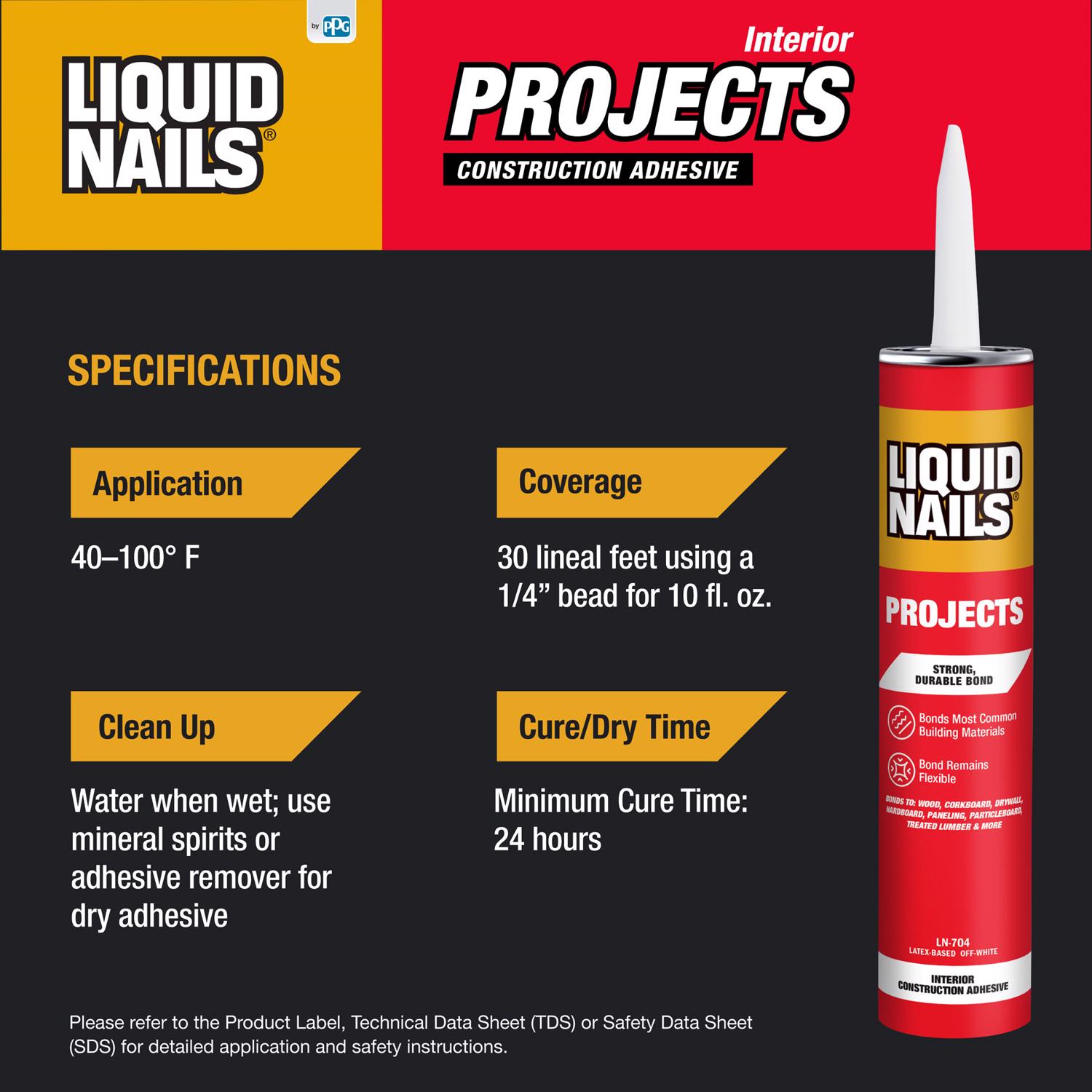 Liquid Nails Interior Projects Acrylic Latex Construction Adhesive 10 oz