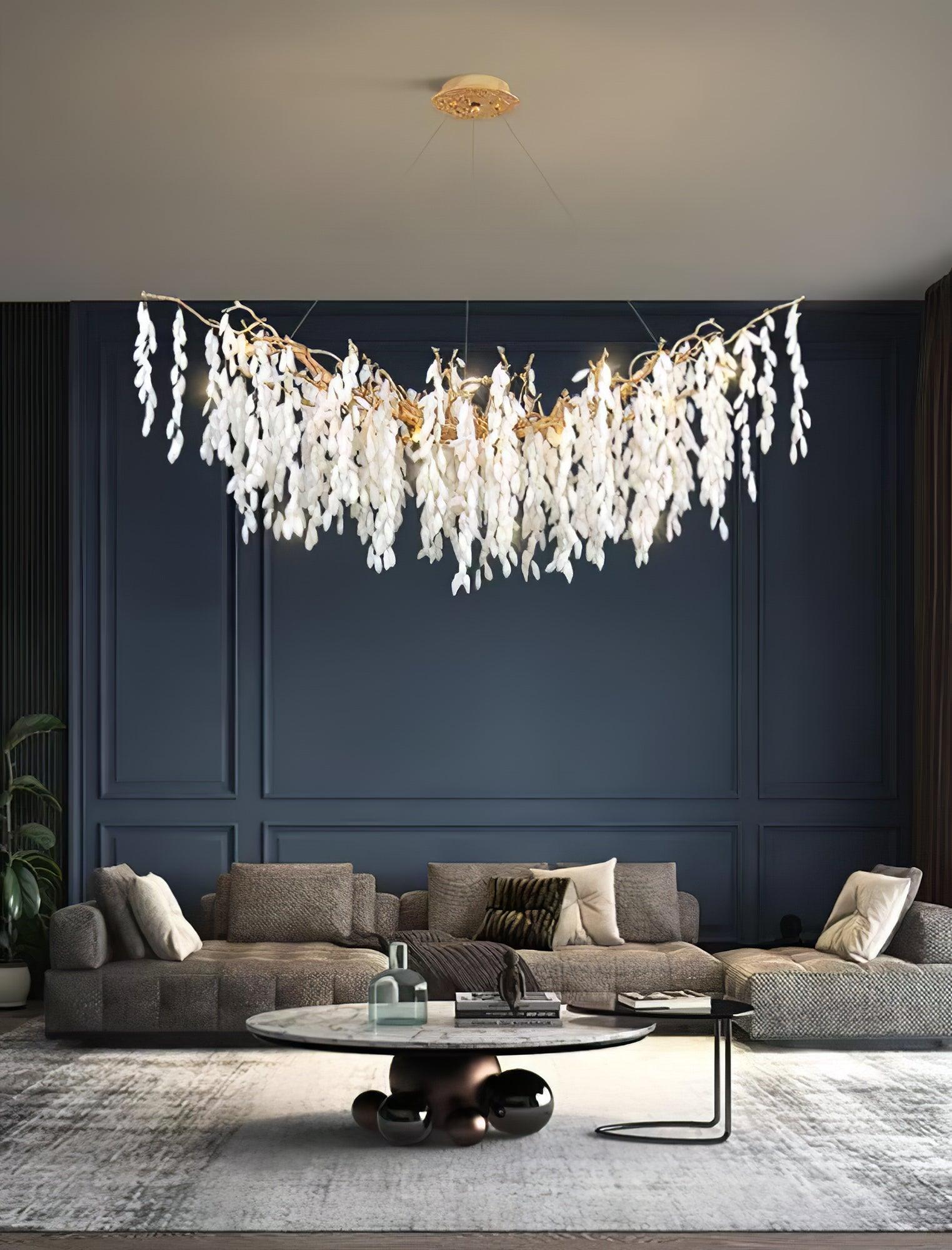 White Jade Branch Brass Chandelier