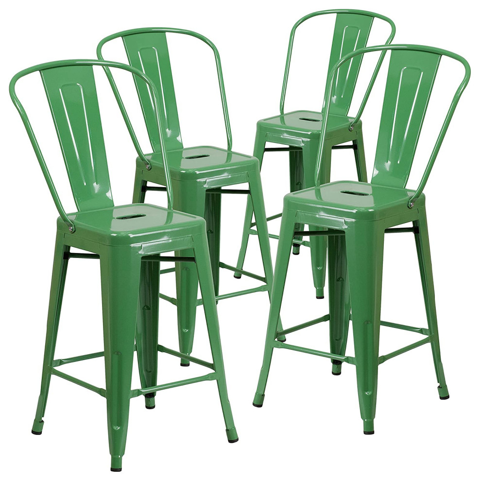 4 Pack Counter Stool  Stackable Design With Removable Back   Industrial   Outdoor Bar Stools And Counter Stools   by Decorn  Houzz