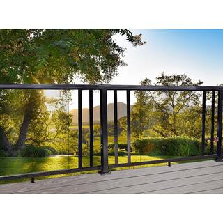 Peak Aluminum Railing 2 in. x 42 in. Black Aluminum Deck Railing Mid Post 50011