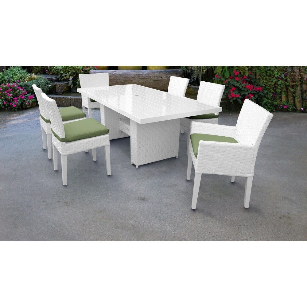 Monaco Rectangular Outdoor Patio Dining Table with with 4 Armless Chairs and 2 Chairs w/ Arms