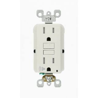 Leviton SmartlockPro 15 Amp 125-Volt Self-Test Tamper-Resistant GFCI Outlet with Audible Trip Alert White R92-GFTA1-0KW