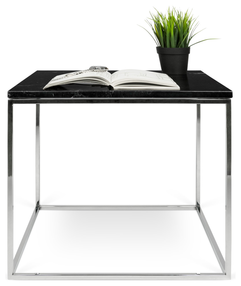 Minimal Modern Cube Marble Top Side Table   Contemporary   Side Tables And End Tables   by Plush Pod Decor  Houzz