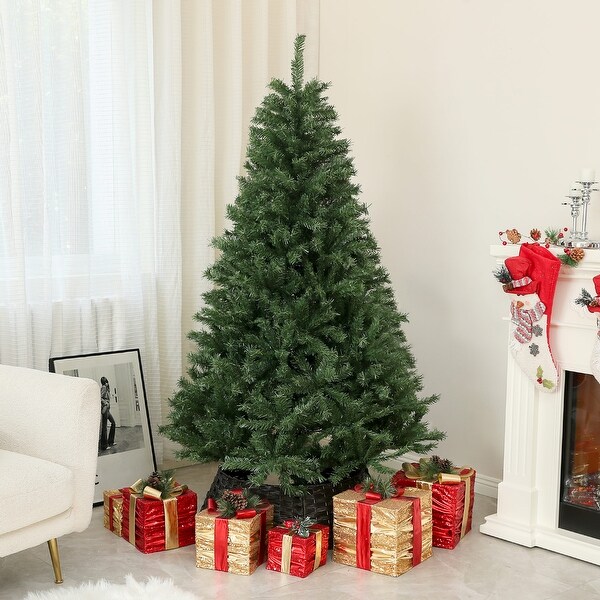 6ft/7.5ft/9ft Artificial Christmas Tree with AutoOpen Branches，FullBodied Look and Durable Steel Base for Home Decor