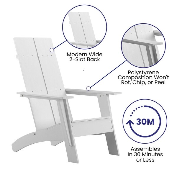 Set of 4 Modern Dual Slat Back Indoor/Outdoor Adirondack Style Chairs