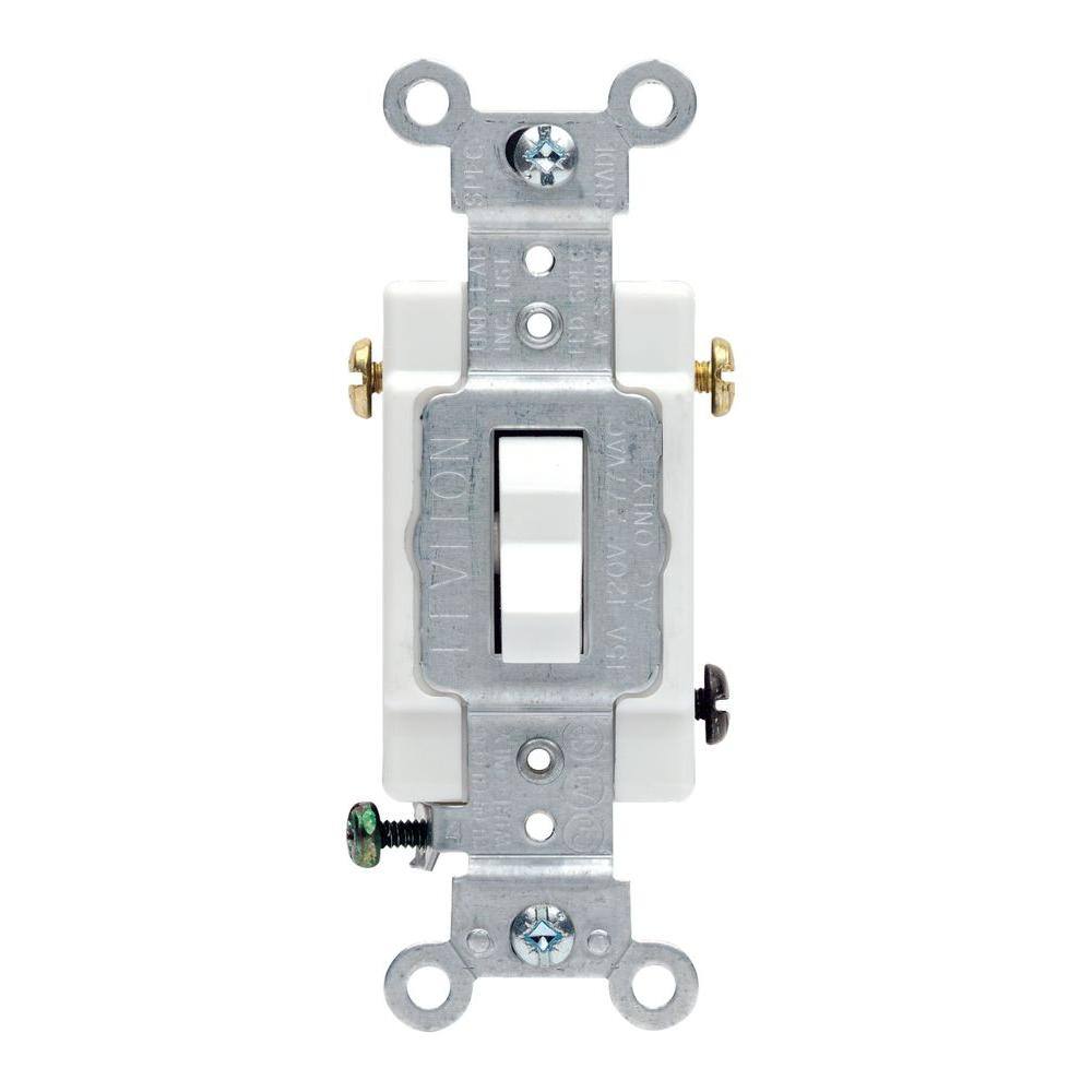 Leviton 20 Amp 3-Way Commercial Toggle Switch White R62-0CSB3-2WS