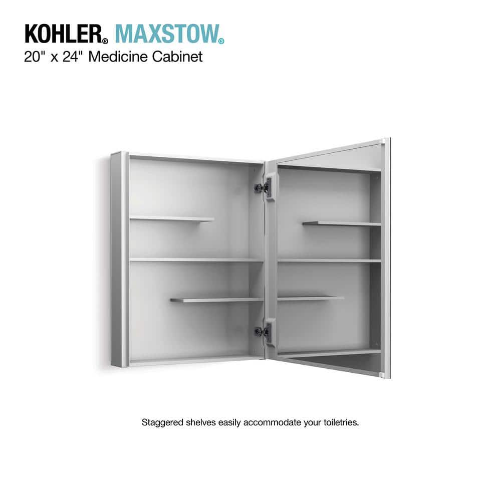 KOHLER Maxstow 20 in x 24 in Aluminum Frameless SurfaceMount Soft Close Medicine Cabinet with Mirror