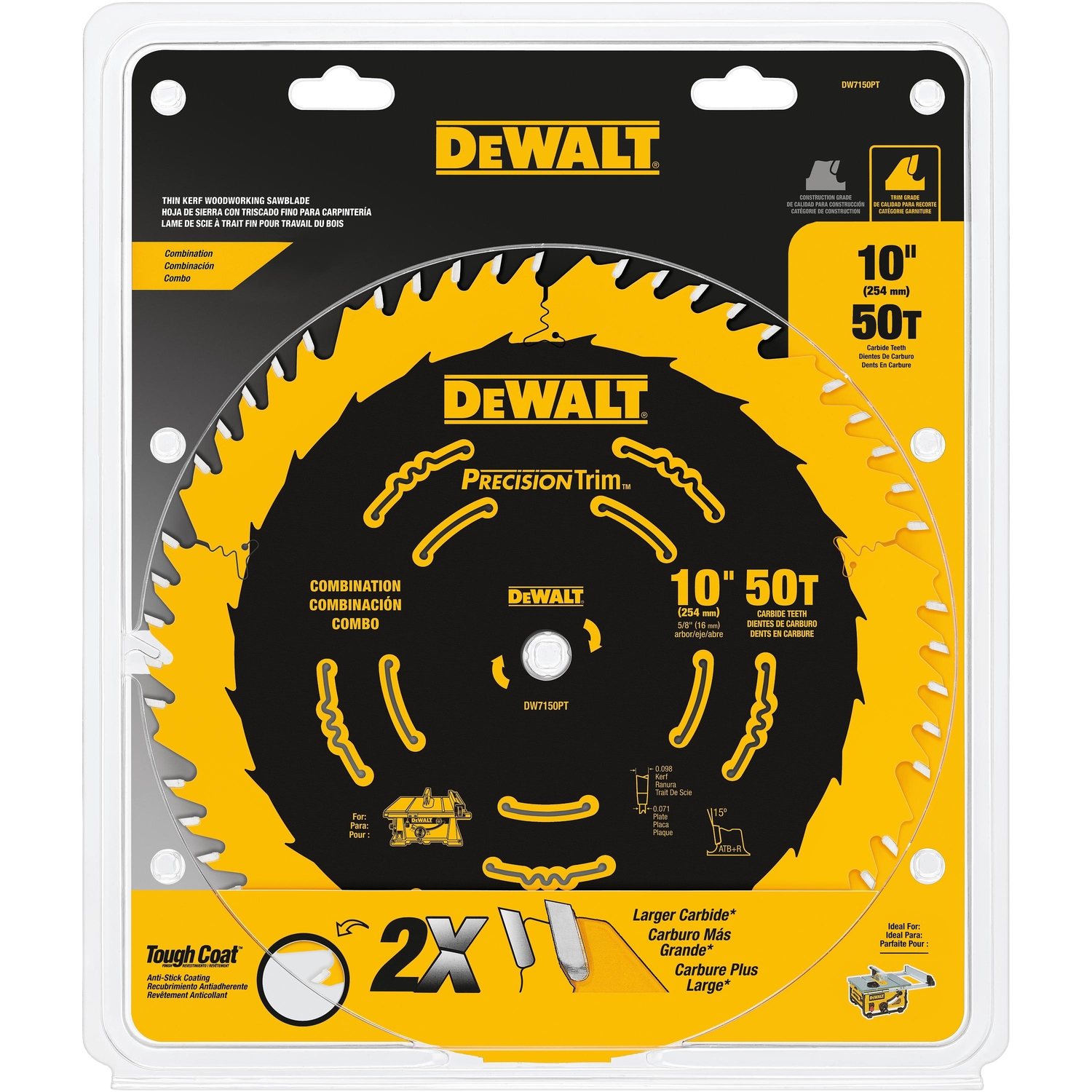 DW Precision Trim 10 in. D X 5/8 in. Carbide Tipped Circular Saw Blade 50 teeth 1 pk