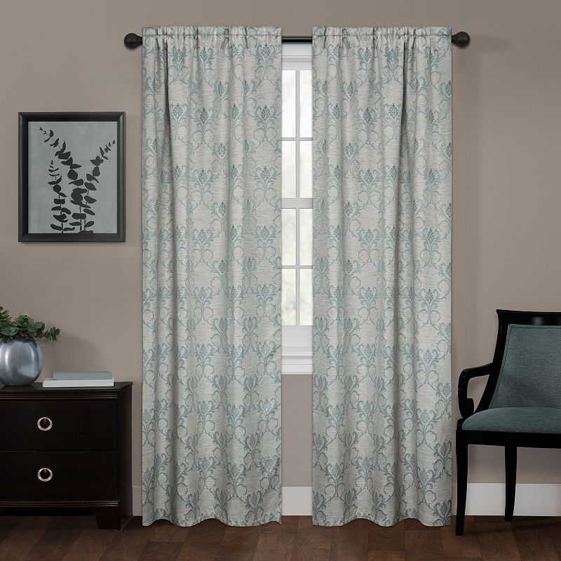 Zenna Home Linen Damask 100% Blackout Wraparound Window Curtain