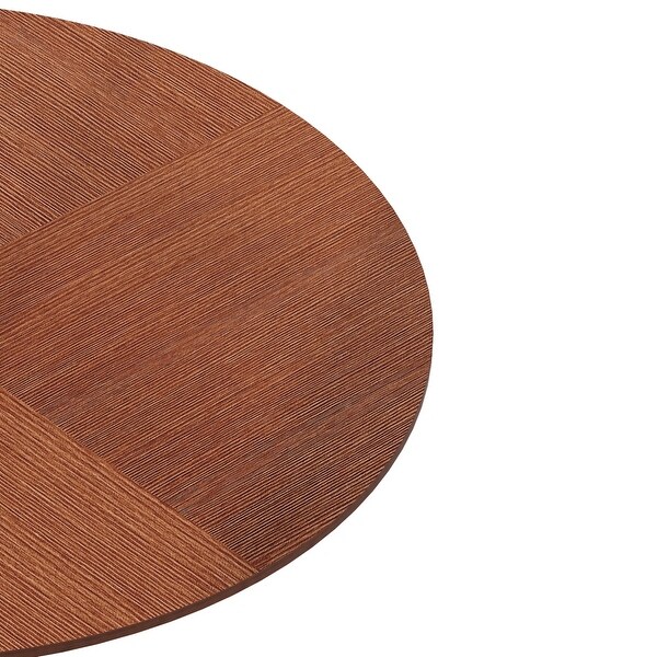 42in. Round Dining Table with Printed Wood Grain Table Top，Metal Base