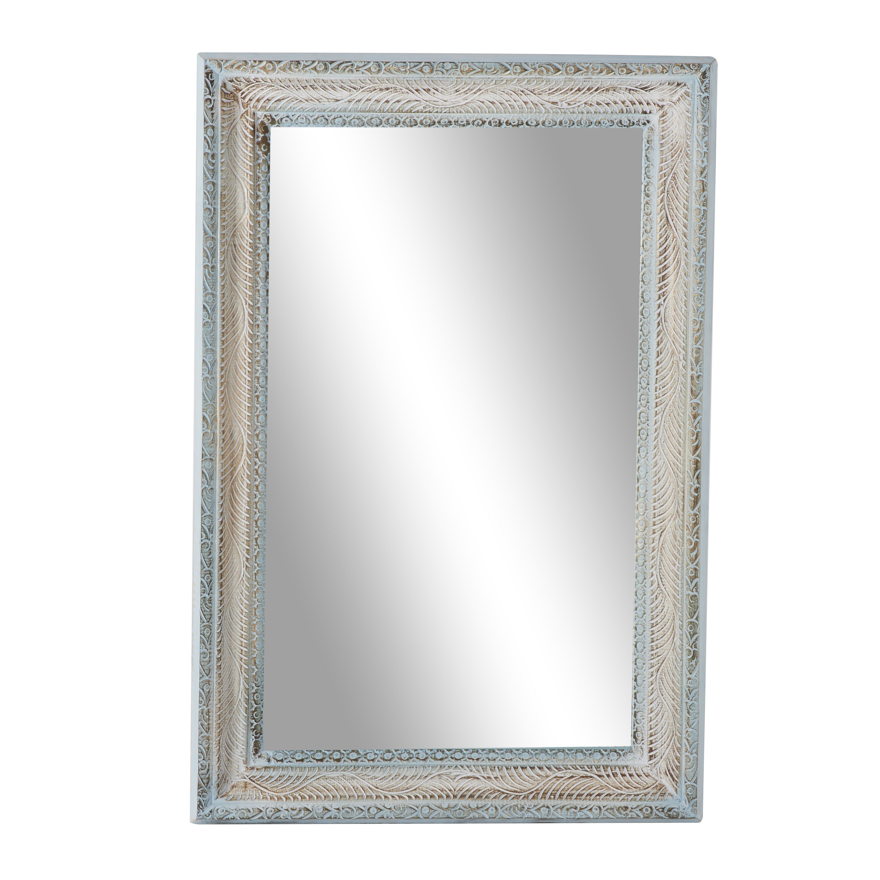 White Wood Farmhouse Wall Mirror 48 x 32