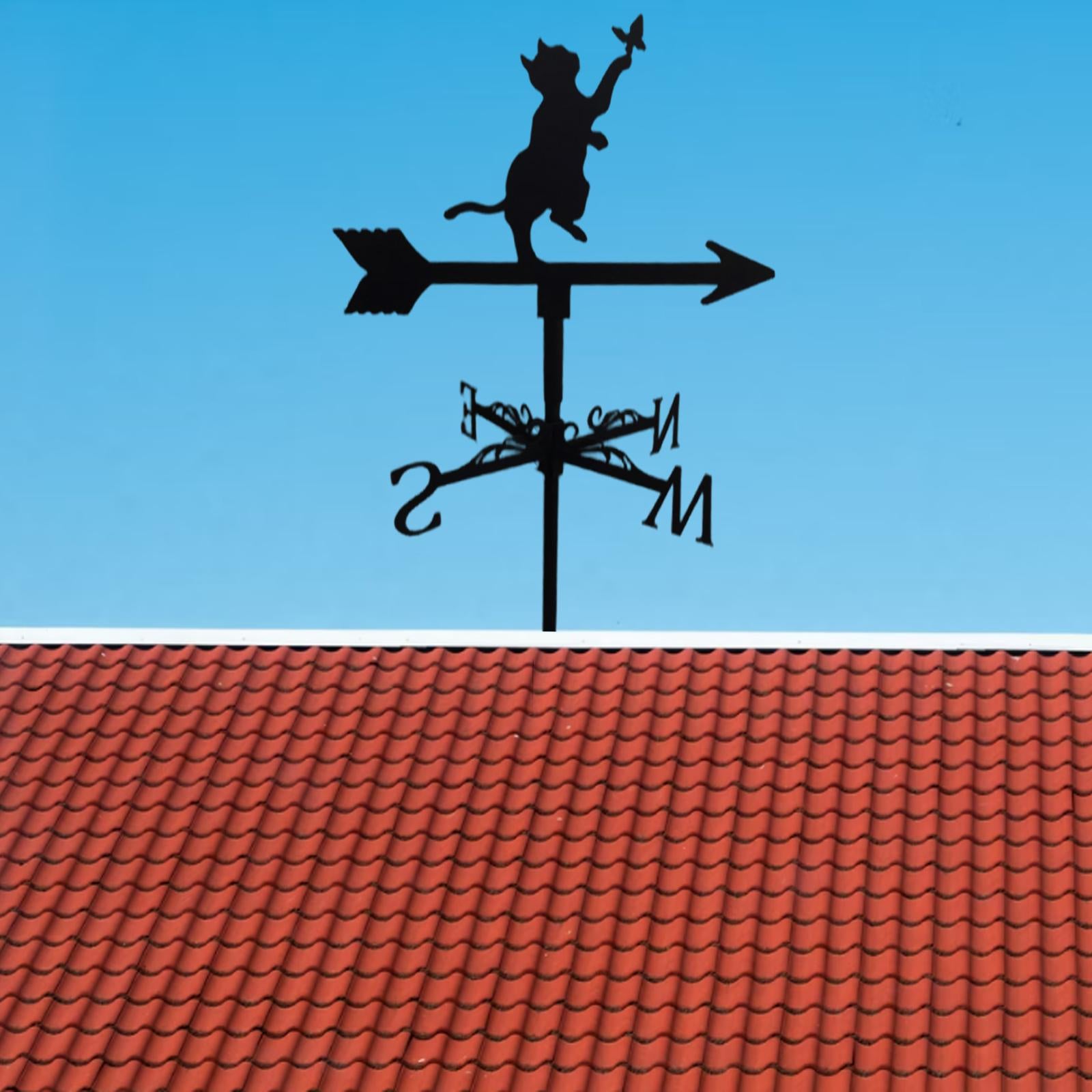 Cat Weathervane Roof Mount Weather Vane Outdoor Scene Ornament 23'' Tall