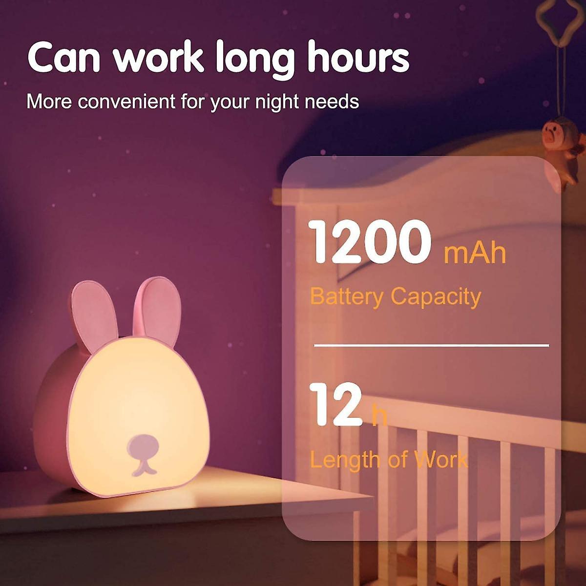 Cute Bunny Usb Rechargeable Led 3 Color Night Light  Baby Bedside Light Bedroom Bedside Decor Replaceable Expression Rabbit Light Gift