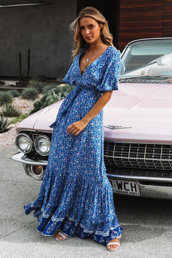 No Letting Go Maxi Dress Blue