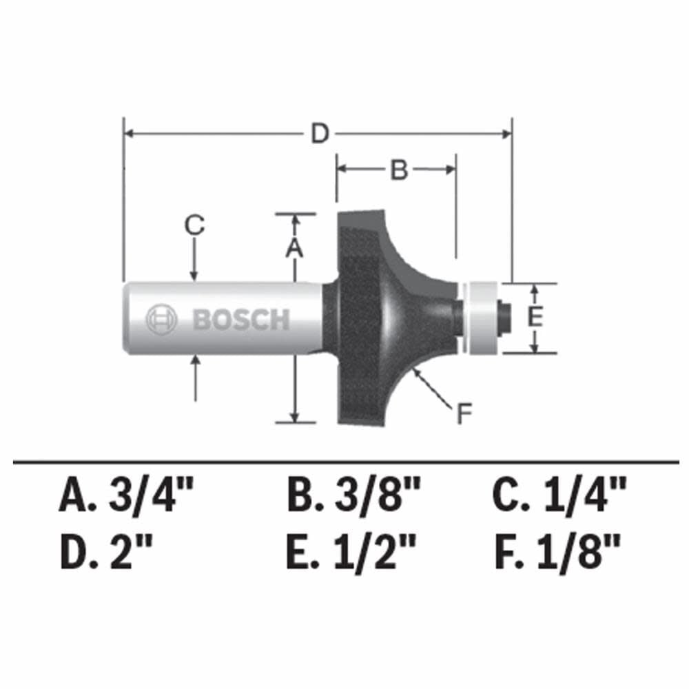 Bosch 1/8 In. x 3/8 In. Carbide Tipped Roundover Bit 85290M from Bosch