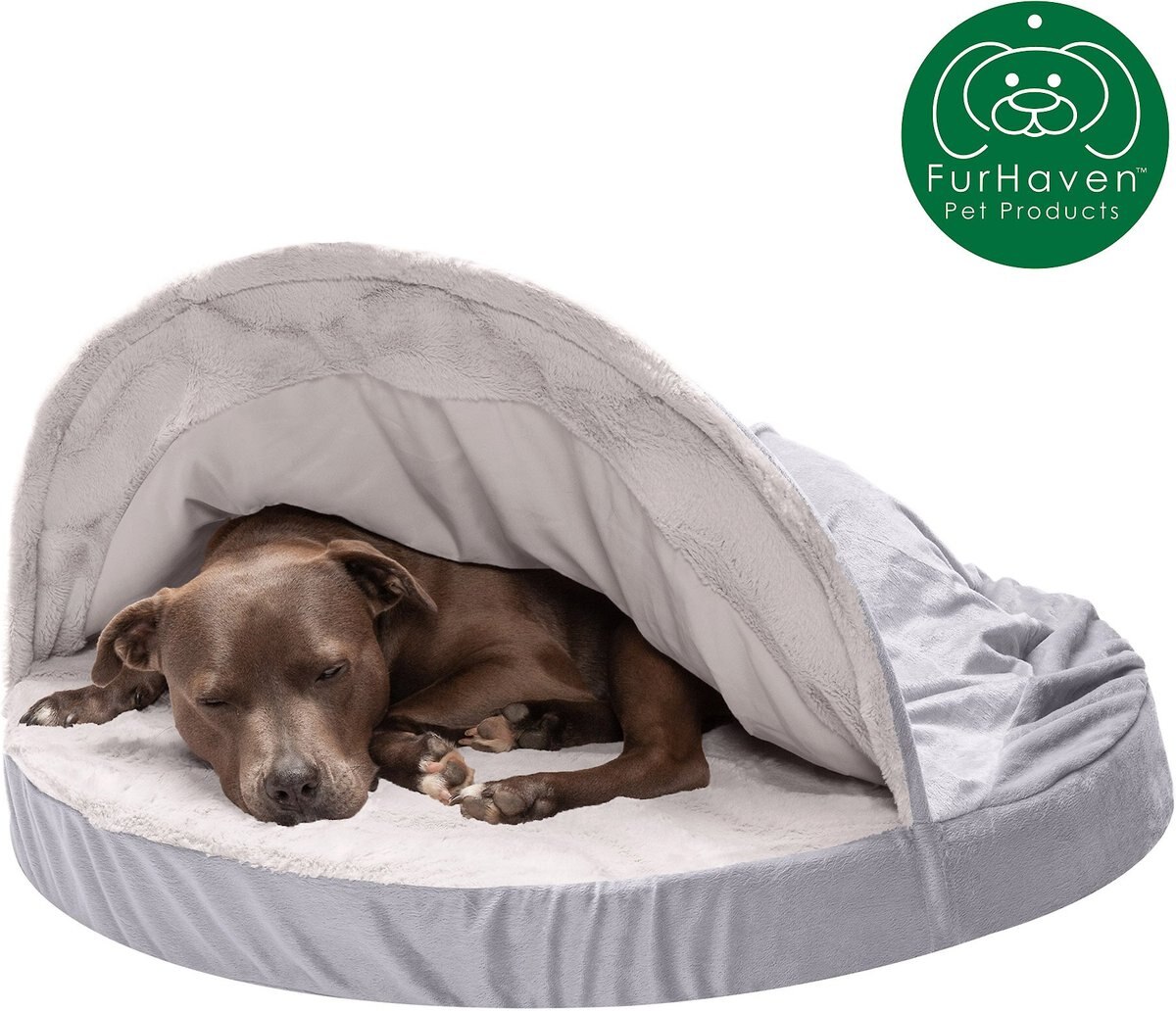 FurHaven Wave Fur and Velvet Orthopedic Snuggery Dog and Cat Bed