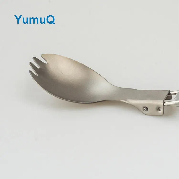 YumuQ 2 In 1 14.5cm Weight 17g Folding Titanium Camping Cooking Utensil Set For Outdoor Hiking Travel