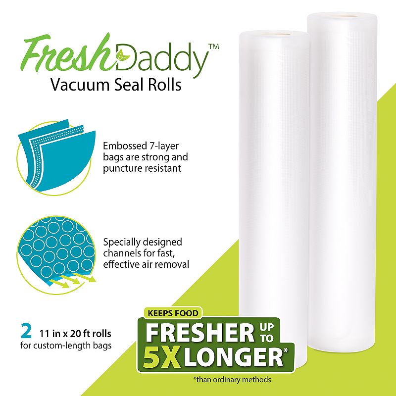 Presto FreshDaddy 11-in. Vacuum Seal Rolls 2-piece Set