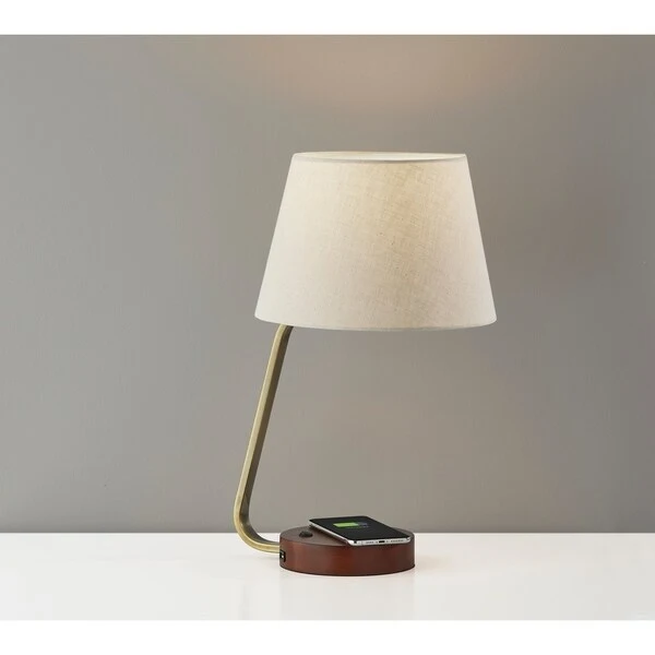 AdessoCharge Brass or Brushed Steel Louie Table Lamp