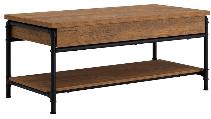 Sauder Iron City Engineered Wood Lift Top Coffee Table in Checked Oak   Industrial   Coffee Tables   by Homesquare  Houzz