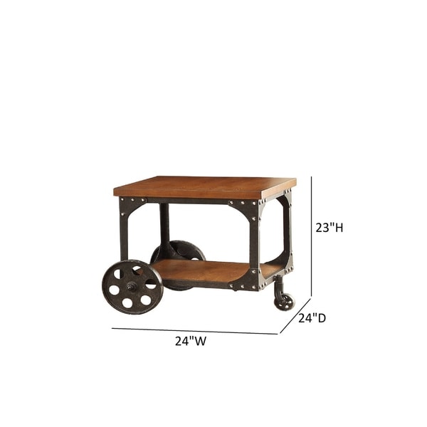 Coaster Furniture Shepherd Rustic Brown End Table with Casters