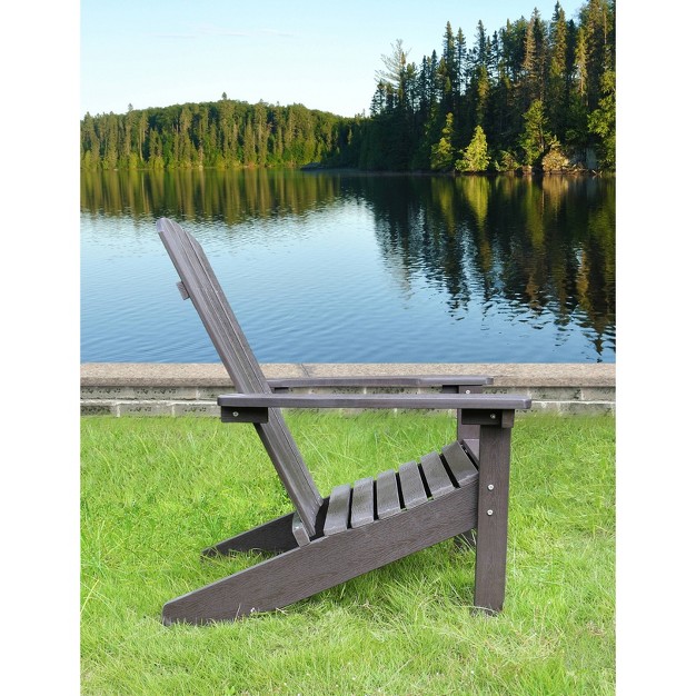 Lakeside Faux Wood Adirondack Outdoor Portable Chair Espresso Merry Products