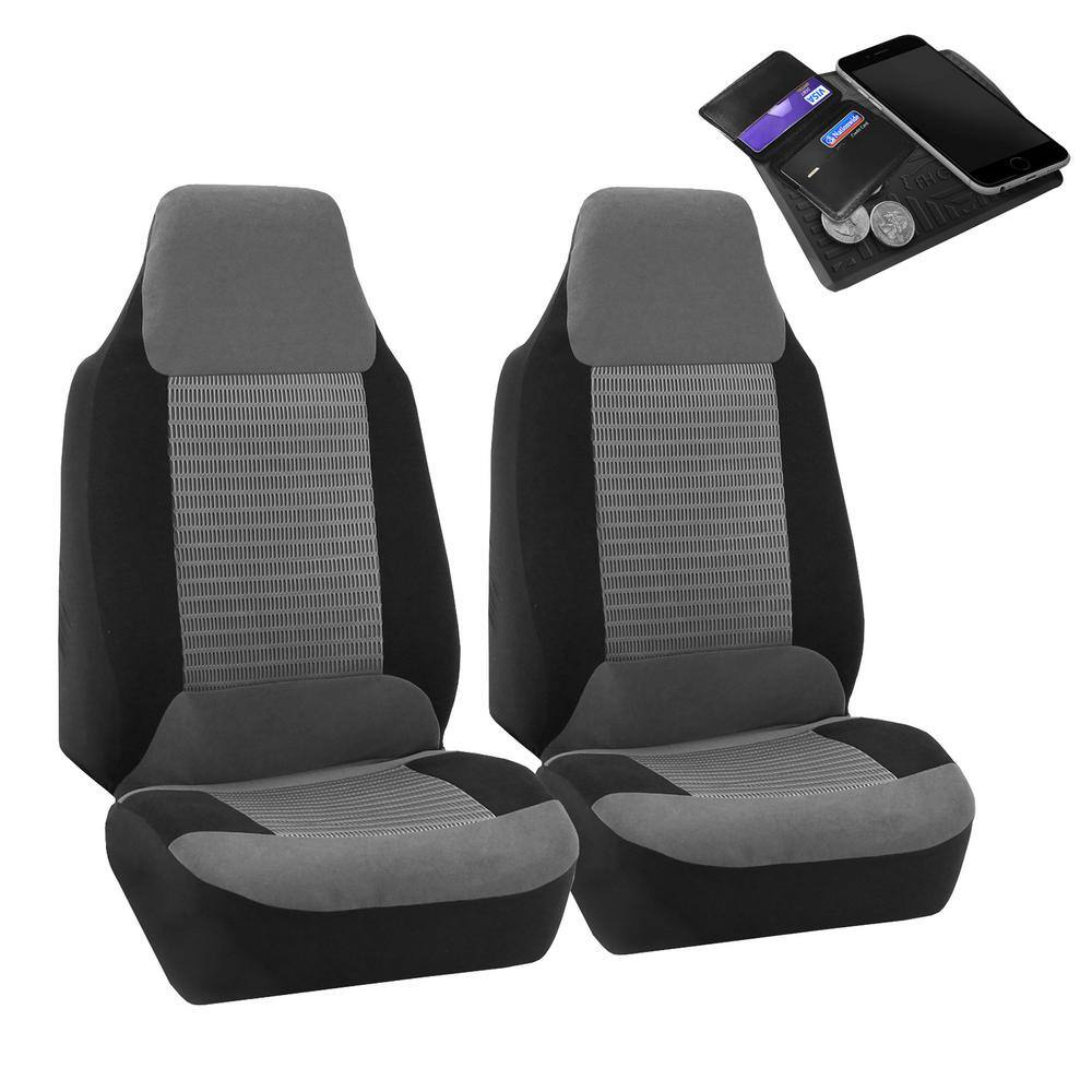 FH Group Premium Fabric 47 in x 23 in. x 1 in. Half Set Front Seat Covers DMFB107GRAY102