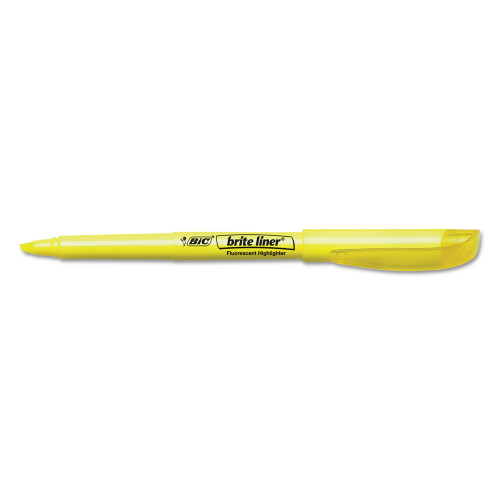 BIC Brite Liner Highlighter， Chisel Tip， Fluorescent Yellow， Dozen (BL11YW)