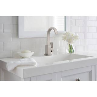 Glacier Bay Farrington Single Hole Single-Handle High-Arc Bathroom Faucet in Brushed Nickel HD67524W-6104