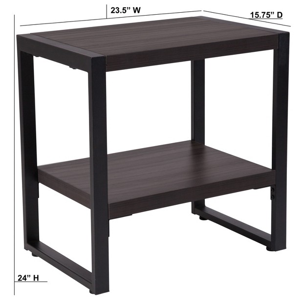 Flash Furniture Thompson Collection Charcoal Wood Grain Finish End Table With Black Metal Frame