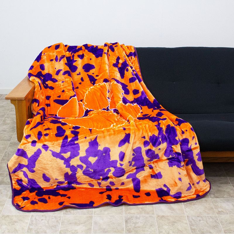 College Covers Clemson Tigers Raschel Throw Blanket