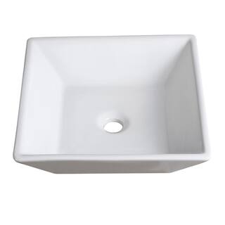 Fresca Torino 16 in W x 16 in D x 5 in. H Square Bathroom Vessel Sink in White FVS6217WH