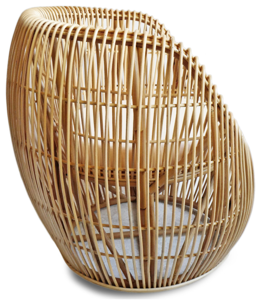 Rattan Bamboo Barrel Chair   Tropical   Outdoor Lounge Chairs   by Design Mix Furniture  Houzz