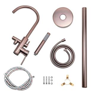 AKDY 2-Handle 45.47 in. Freestanding Floor Mount Tub Faucet Bathtub Filler with Hand Shower in Brushed Bronze TF0049