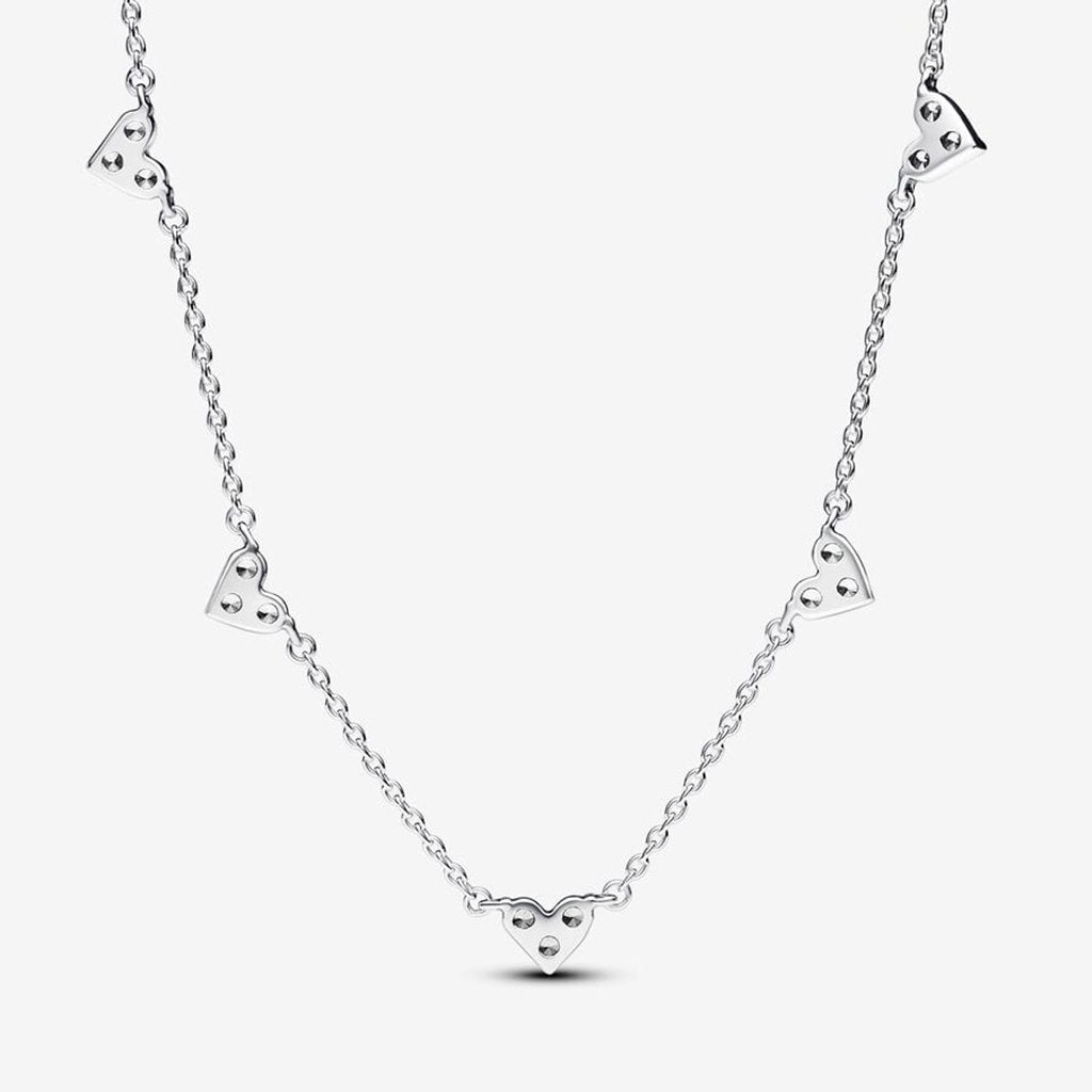 PANDORA  Triple Stone Heart Station Chain Necklace - Sterling Silver