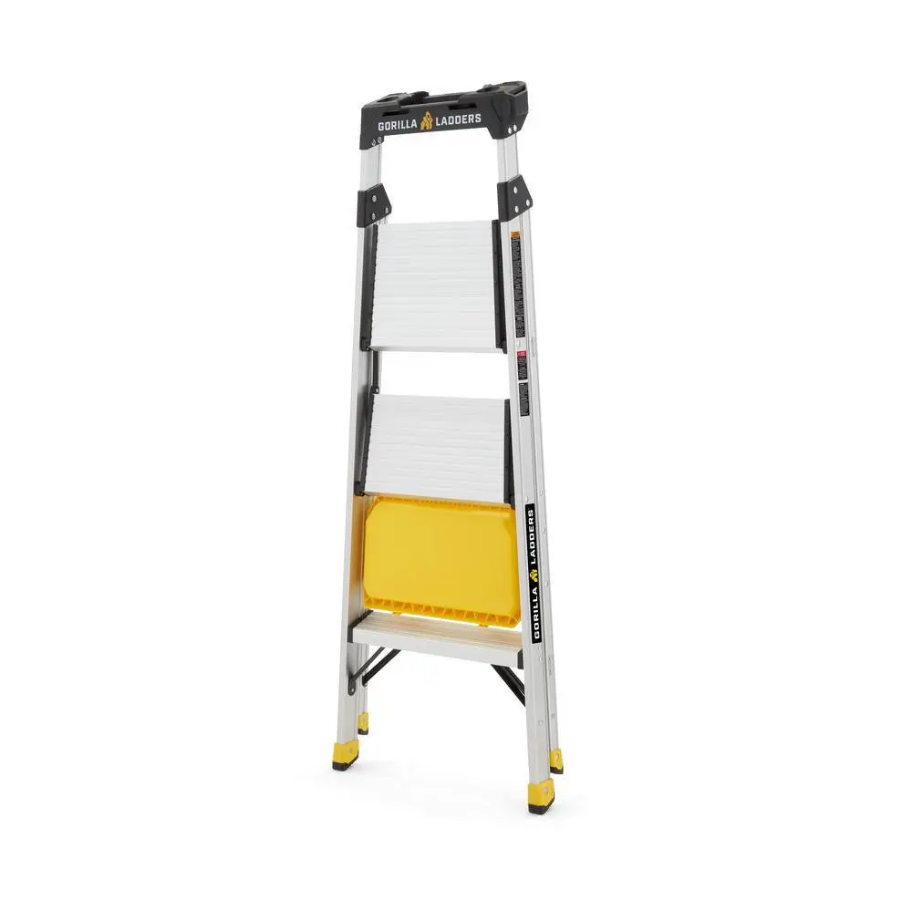 Gorilla Ladders 4 .5 ft. Aluminum Dual Platform Step Ladder with Project Bucket ( 9 ft. Reach ) 250 lbs. Capacity Type I Duty Rating