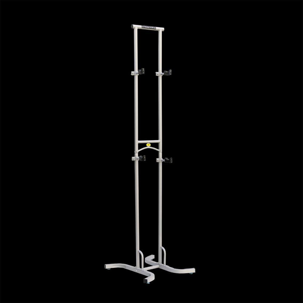 Sparehand Freestanding Adjustable Dual Bike Rack Storage System Max Weight Limit 80 lbs. Pebble Silver Finish DBR-825