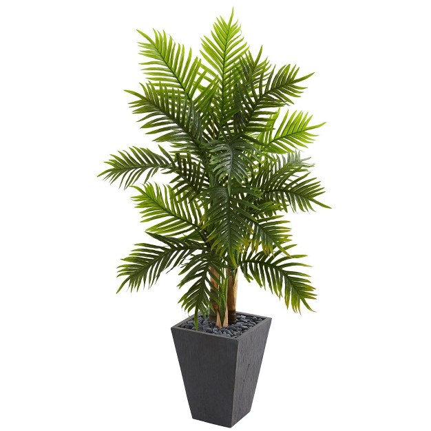 Nearly Natural 5’ Areca Palm Artificial Tree In Slate Finished Planter (real Touch)