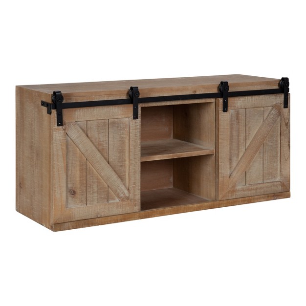 Kate And Laurel Cates Decorative Wood Wall Storage Cabinet With Sliding Barn Doors