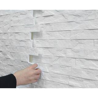 INNOVERA DECOR BY PALRAM 24'' x 24'' Ledge Stone PVC Seamless 3D Wall Panels in White 9-Pieces 704243