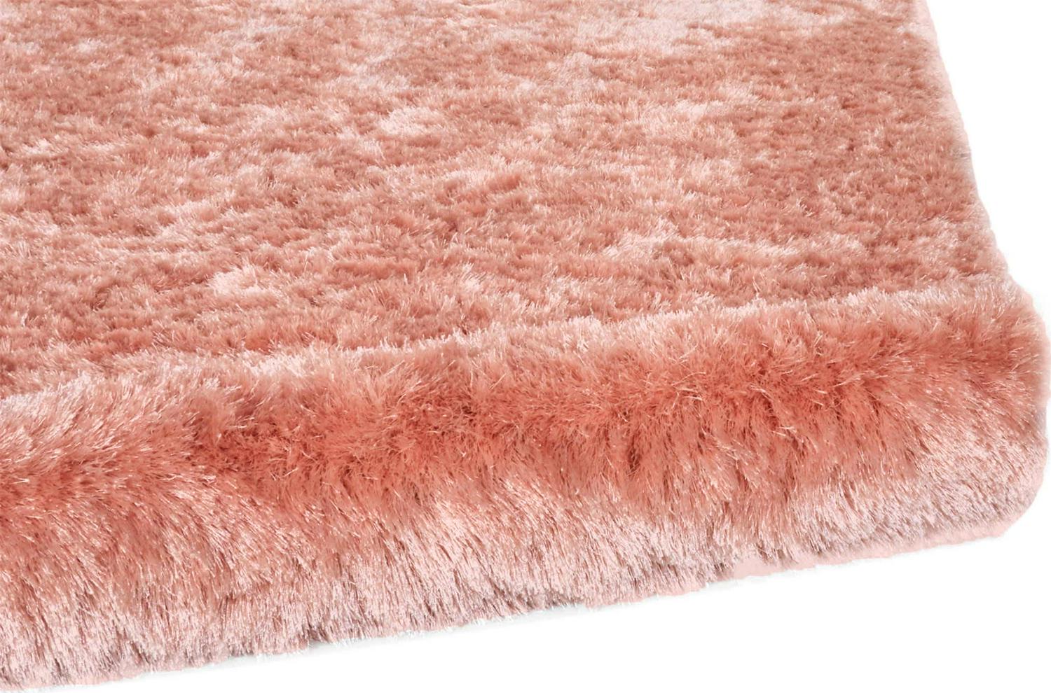 Freya Plush Shag Rug with Metallic Sheen， Salmon Pink， 2ft x 3ft-4in Accent Rug