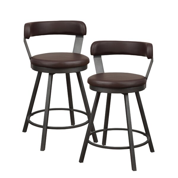 Belmar Swivel Counter Height Barstool (Set of 2)， Brown