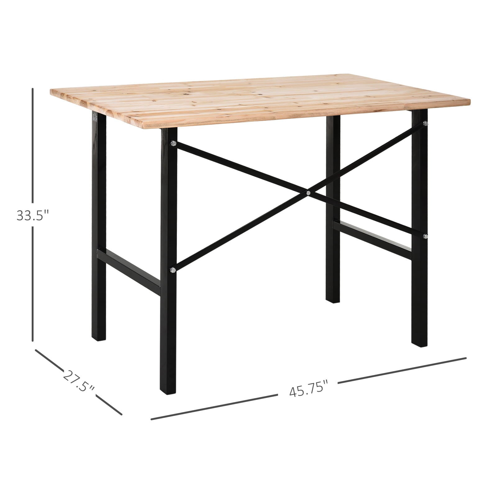 HOMCOM 46L x 28W Fir Wood Work Table X-Shape Bracket High Stability Large Tabletop Heavy Duty Easy Assembly for Garage Kitchen Office