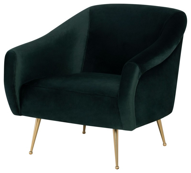 Aminta Occasional Chair emerald green velour   Midcentury   Armchairs And Accent Chairs   by Virgil Stanis Design  Houzz