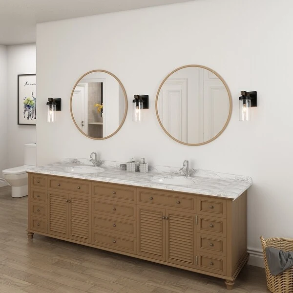 Fora Modern Farmhouse 1-light Cylinder Seeded Glass Shade Bathroom Vanity Light - L4.5