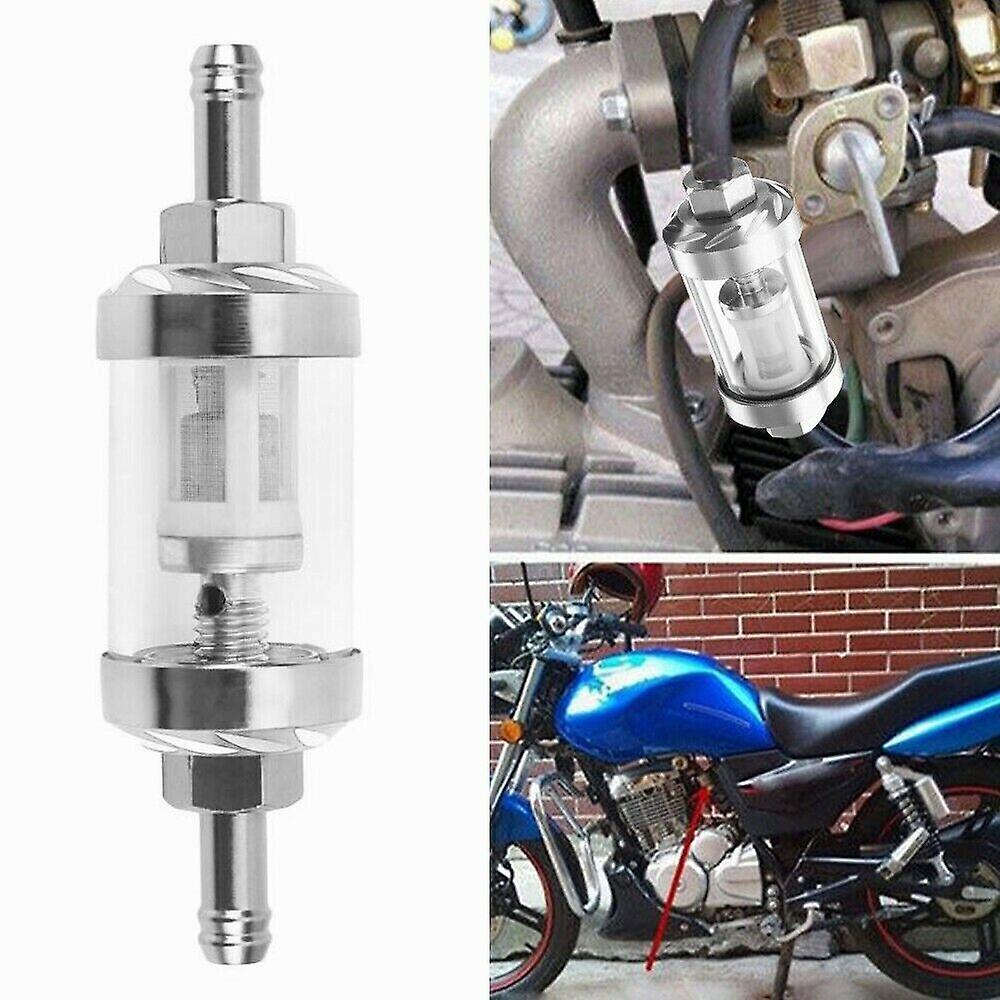 Universal 8mm Motorcycle Washable Chrome Glass Fuel Petrol Inline Filter Motorcycle Fuel Filter