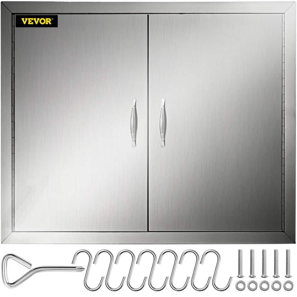 VEVOR BBQ Double Access Door 31 in. W x 24 in. H BBQ Door Stainless Steel Wall Construction Kitchen Door for BBQ Island,Grill 31X24CBXGCGSKM001V0