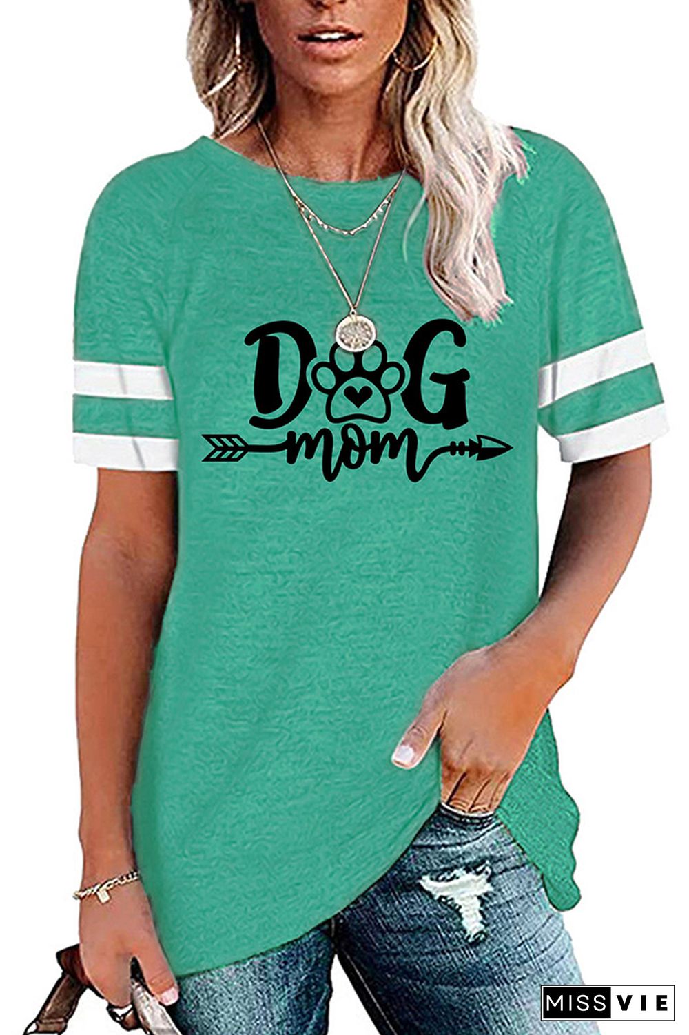 Dog Mom Print Graphic Tees for Women Wholesale Short Sleeve T shirts Top