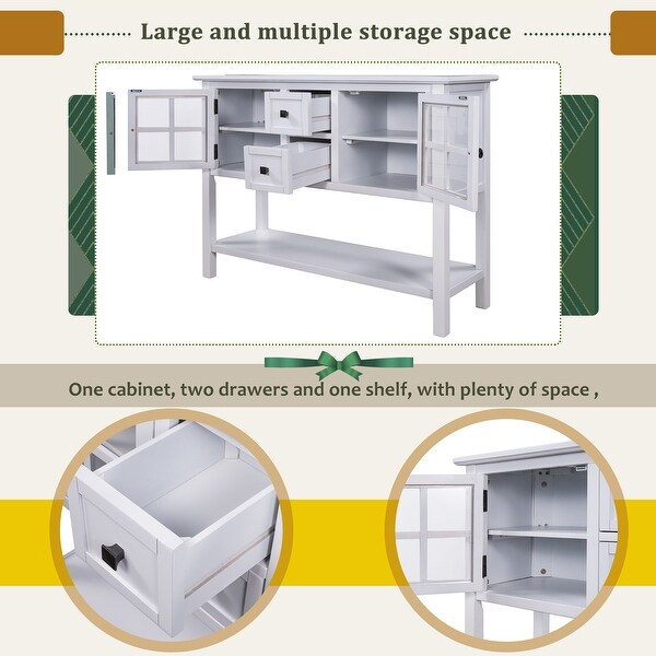 45'' Modern Console Table with 2 Drawers， 2 Cabinets and 1 Shelf