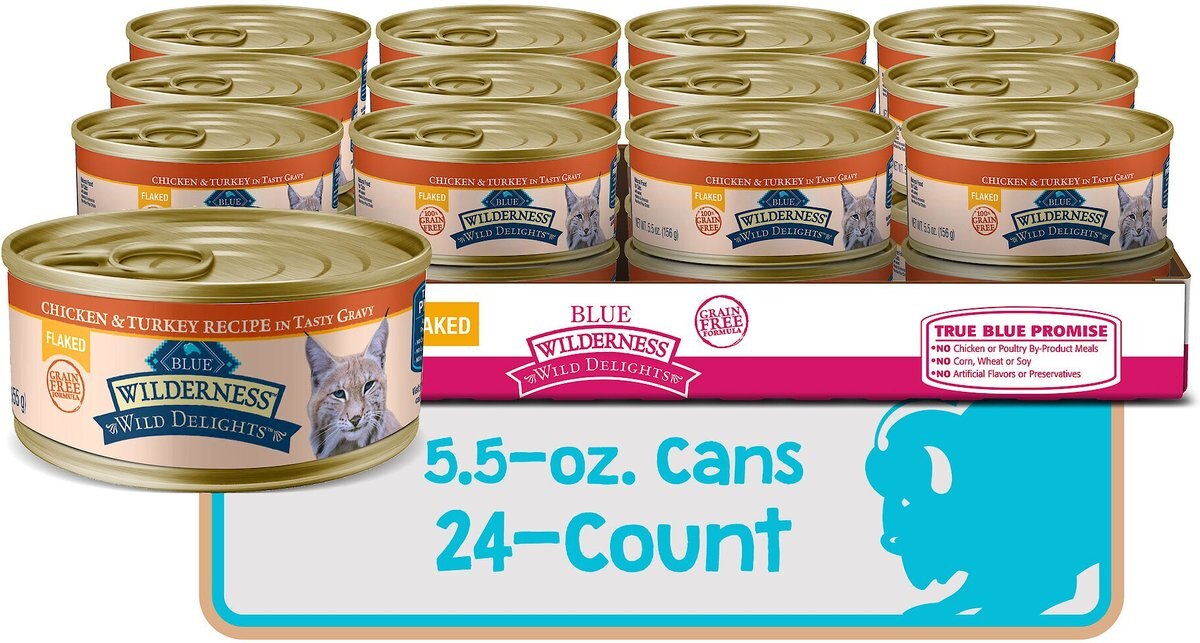 Blue Buffalo Wilderness Wild Delights Flaked Chicken and Turkey Grain-Free Canned Cat Food